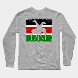 Kenya-Flag with Giraffes Long Sleeve T-Shirt